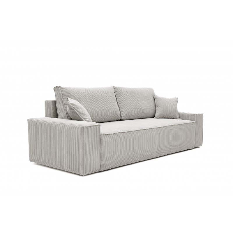 Kanapa z Funkcją Spania Sztruksowa Bora 3-osobowa z Pojemnikiem Szary