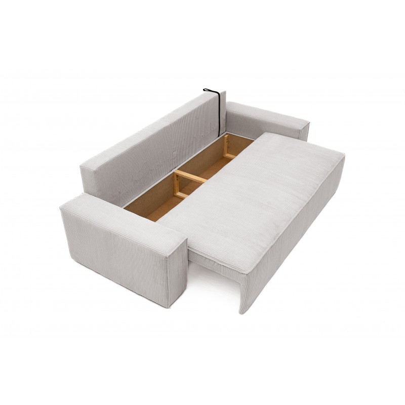 Kanapa z Funkcją Spania Sztruksowa Bora 3-osobowa z Pojemnikiem Szary