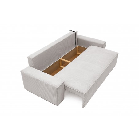 Kanapa z Funkcją Spania Sztruksowa Bora 3-osobowa z Pojemnikiem Szary