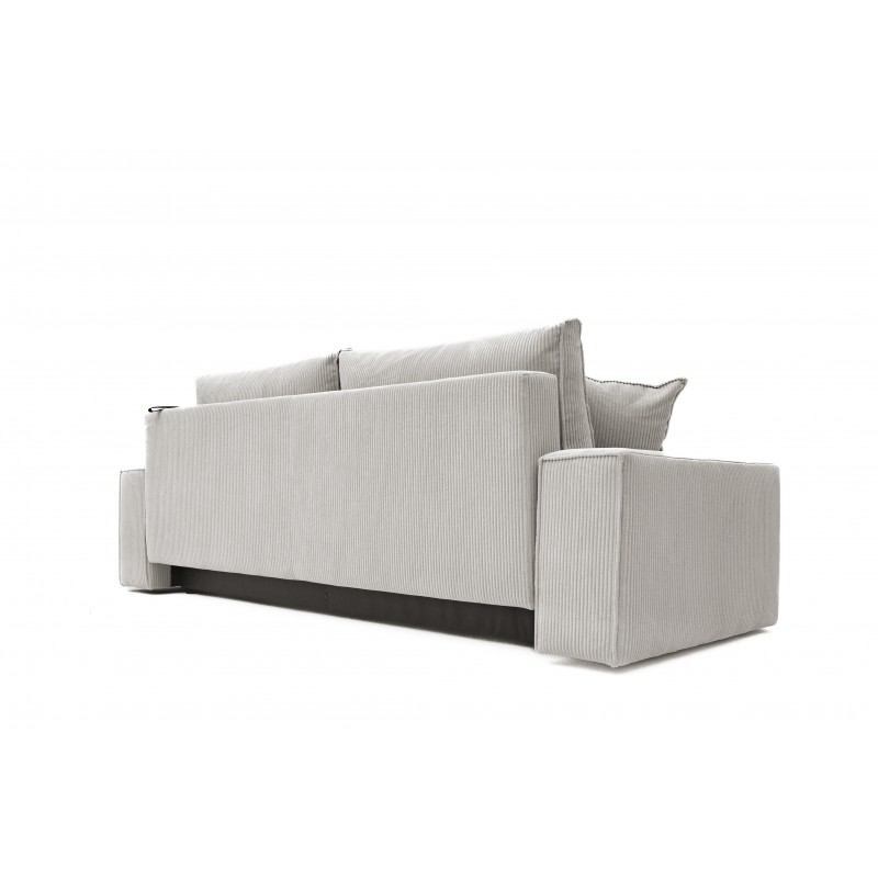 Kanapa z Funkcją Spania Sztruksowa Bora 3-osobowa z Pojemnikiem Szary