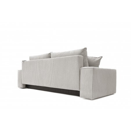 Kanapa z Funkcją Spania Sztruksowa Bora 3-osobowa z Pojemnikiem Szary