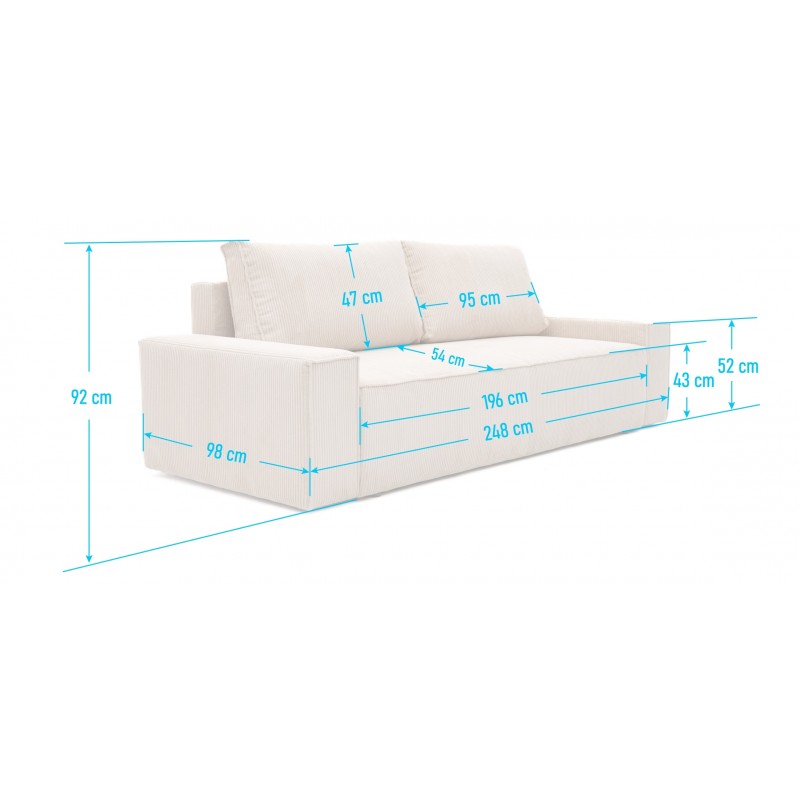 Kanapa z Funkcją Spania Sztruksowa Bora 3-osobowa z Pojemnikiem Szary