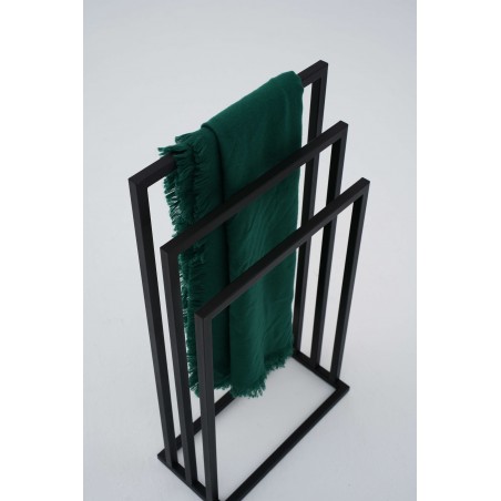 Stojak Na Ręczniki BROK, Wieszak Łazienkowy Trzypoziomowy, 3-ramienny, Czarny Industrialny, Loft