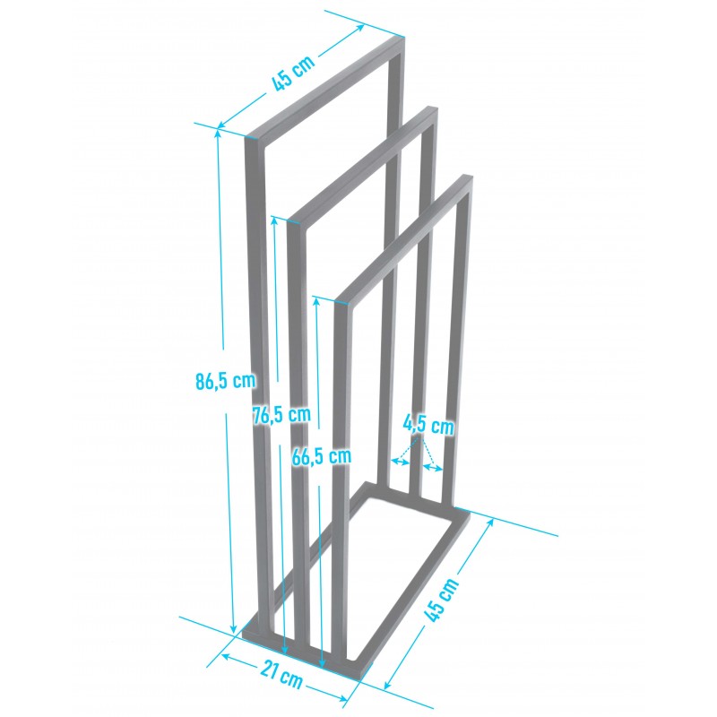 Stojak Na Ręczniki BROK, Wieszak Łazienkowy Trzypoziomowy, 3-ramienny, Czarny Industrialny, Loft
