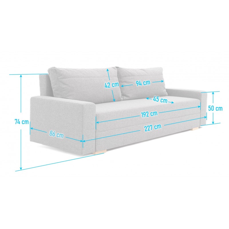 Kanapa Młodzieżowa z Funkcją Spania Granatowa NEVA Rozkładana 3-osobowa