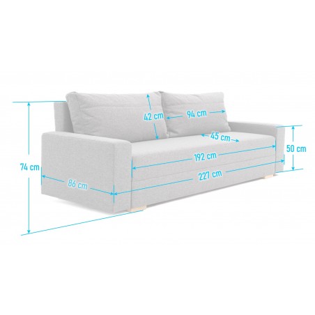 Kanapa z Funkcją Spania Beżowa Rozkładana NEVA, 3-osobowa z Pojemnikiem Na Pościel
