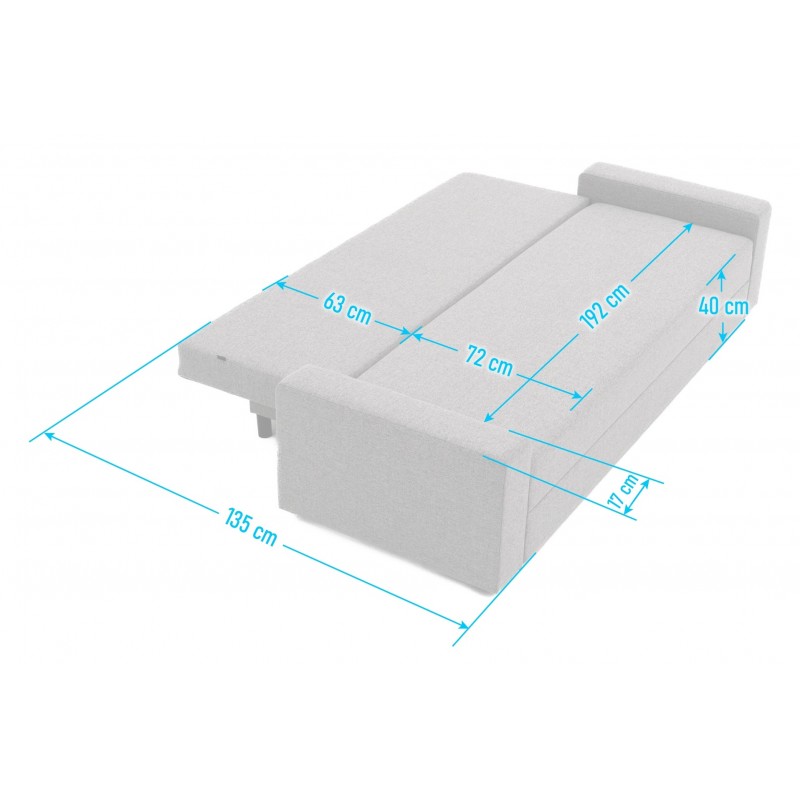 Kanapa z Funkcją Spania Beżowa Rozkładana NEVA, 3-osobowa z Pojemnikiem Na Pościel