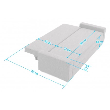 Kanapa z Funkcją Spania Beżowa Rozkładana NEVA, 3-osobowa z Pojemnikiem Na Pościel