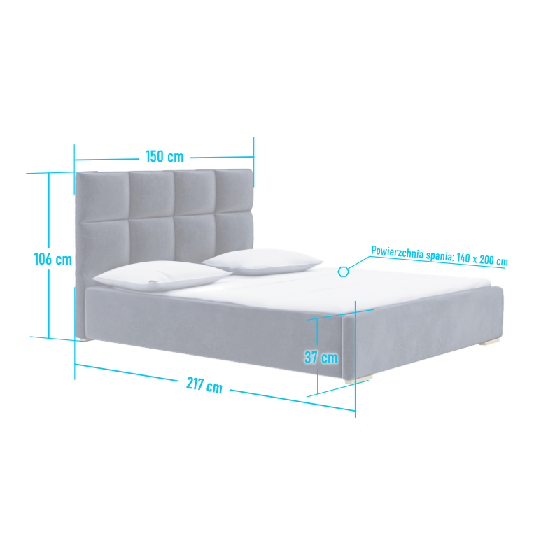 Łóżko tapicerowane z pojemnikiem na pościel Mateo - Domyou