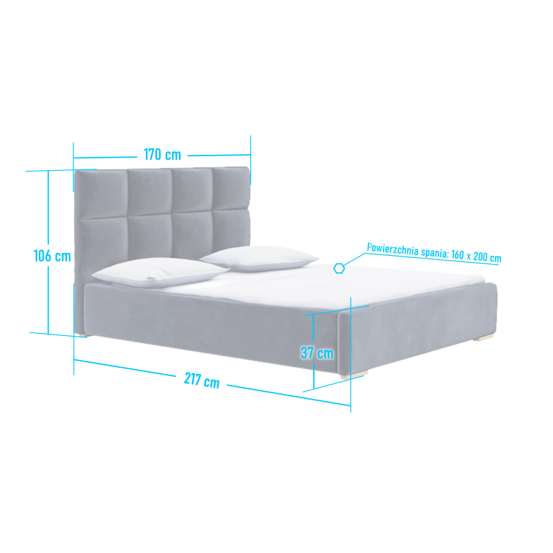 Łóżko tapicerowane z pojemnikiem na pościel Mateo - Domyou