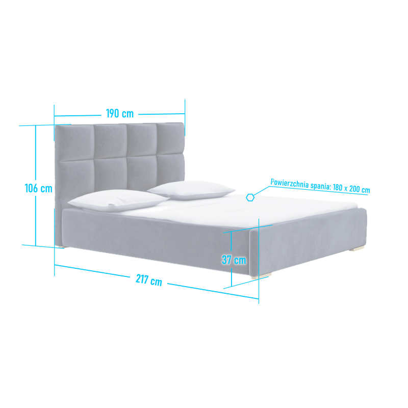 Łóżko tapicerowane z pojemnikiem na pościel Mateo - Domyou