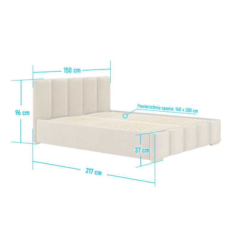 Łóżko tapicerowane Panama pikowane - Domyou