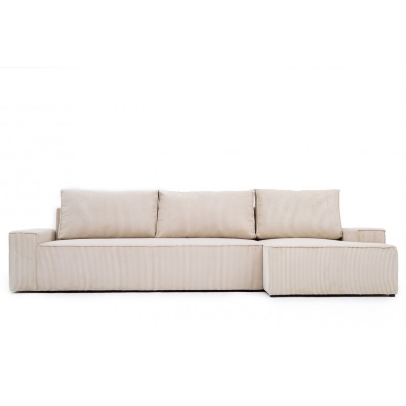 Narożnik z Funkcją Spania BORA XL, Rozkładany, Sztruks, Poszerzany Szezlong, Beżowa