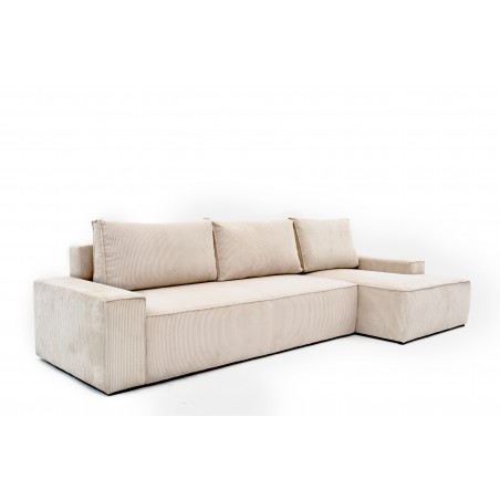 Narożnik z Funkcją Spania BORA XL, Rozkładany, Sztruks, Poszerzany Szezlong, Beżowa