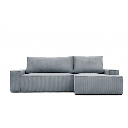 Nowoczesny Narożnik BORA L, 3-osobowy z Funkcją Spania, Rozkładany, Sztruks, Ciemnoszary