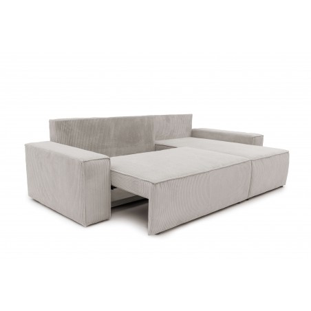 Narożnik Szary BORA L, 3-osobowy z Funkcją Spania, Rozkładany, Sztruks