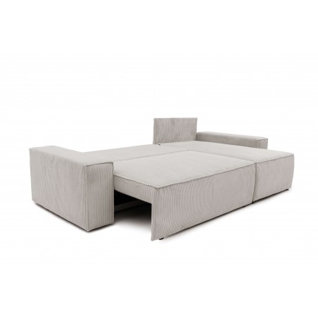 Narożnik Szary BORA L, 3-osobowy z Funkcją Spania, Rozkładany, Sztruks