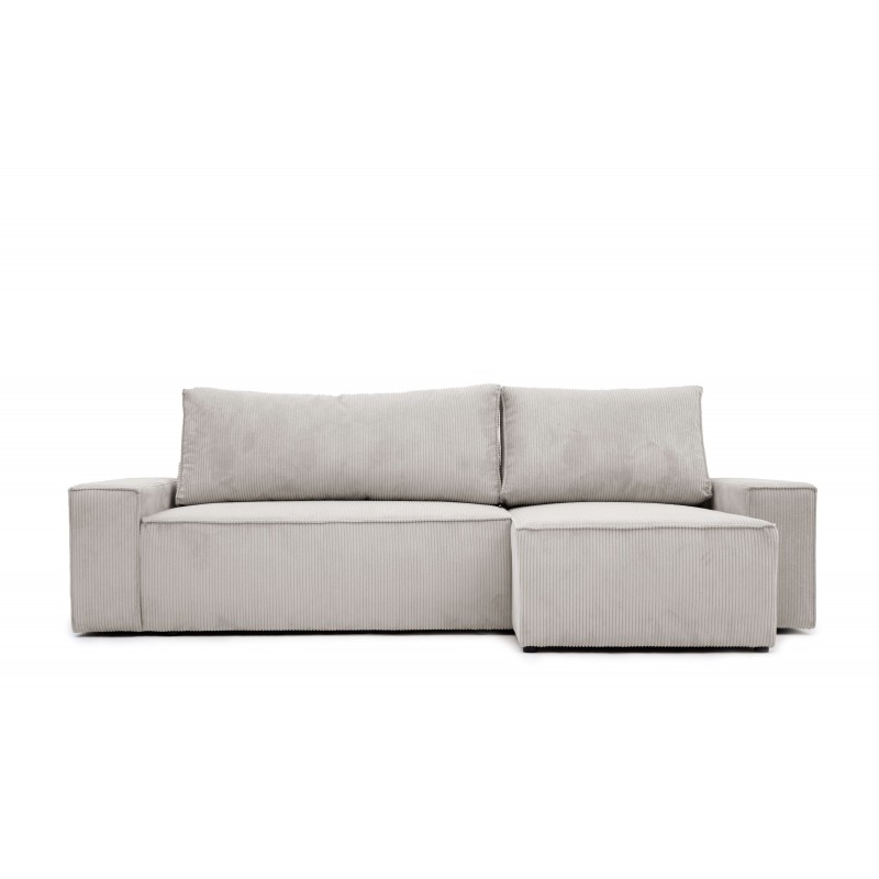 Narożnik Szary BORA L, 3-osobowy z Funkcją Spania, Rozkładany, Sztruks