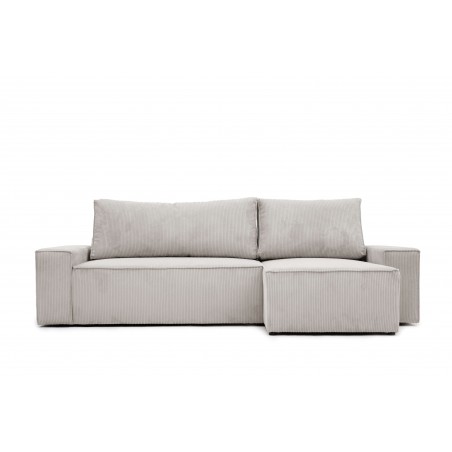 Narożnik Szary BORA L, 3-osobowy z Funkcją Spania, Rozkładany, Sztruks