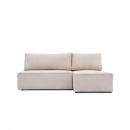 Narożnik Do Salonu BORA L, 3-osobowy z Funkcją Spania, Rozkładany, Sztruks, Bez Podłokietników, Beżowy