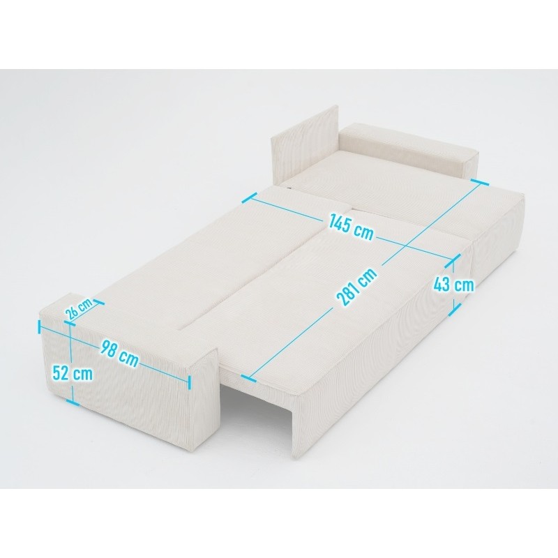 Narożnik BORA XL z Funkcją Spania, Rozkładany, Sztruks, L-kształtny, Ciemnoszary