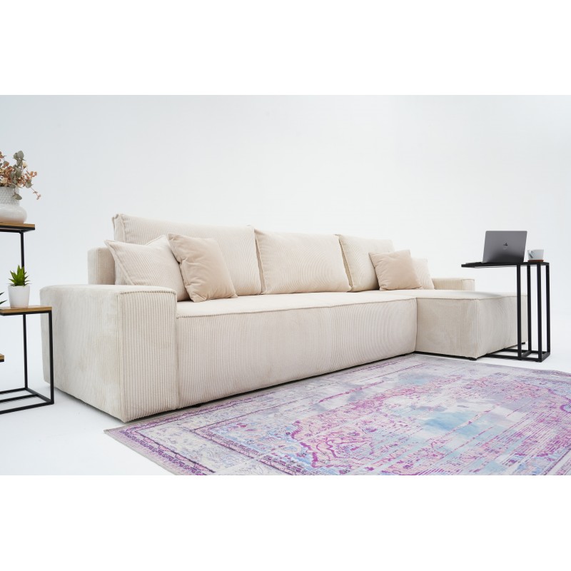 Narożnik BORA XL z Funkcją Spania, Rozkładany, Sztruks, L-kształtny, Ciemnoszary