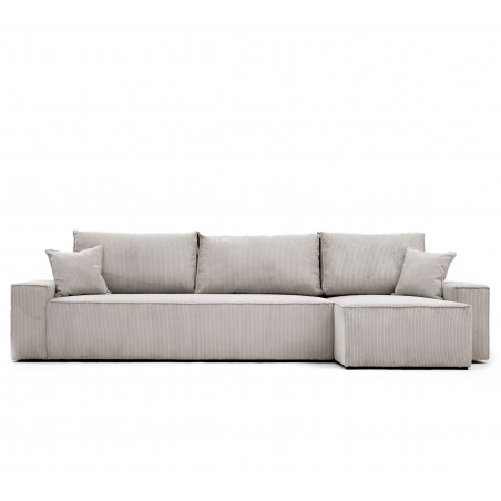 Narożnik Rozkładany BORA XL Sztruksowy, z Funkcją Spania, L-kształtny, Szary