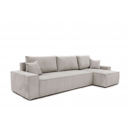 Narożnik Rozkładany BORA XL Sztruksowy, z Funkcją Spania, L-kształtny, Szary