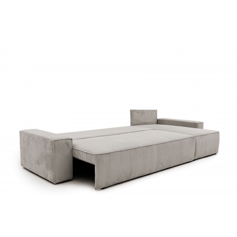 Narożnik Rozkładany BORA XL Sztruksowy, z Funkcją Spania, L-kształtny, Szary