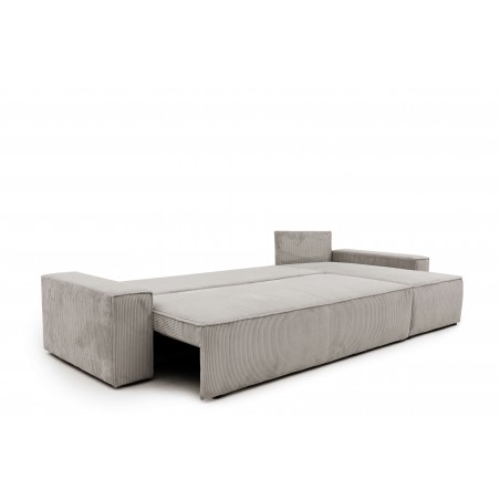 Narożnik Rozkładany BORA XL Sztruksowy, z Funkcją Spania, L-kształtny, Szary