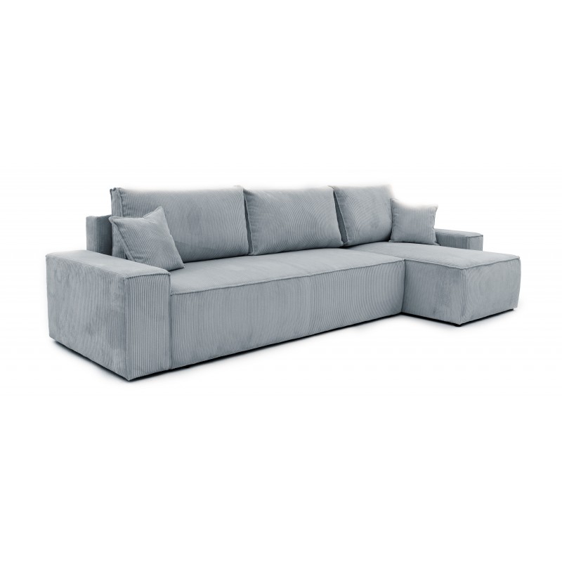 Narożnik BORA XL z Funkcją Spania, Rozkładany, Sztruks, L-kształtny, Ciemnoszary