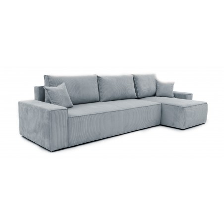 Narożnik BORA XL z Funkcją Spania, Rozkładany, Sztruks, L-kształtny, Ciemnoszary