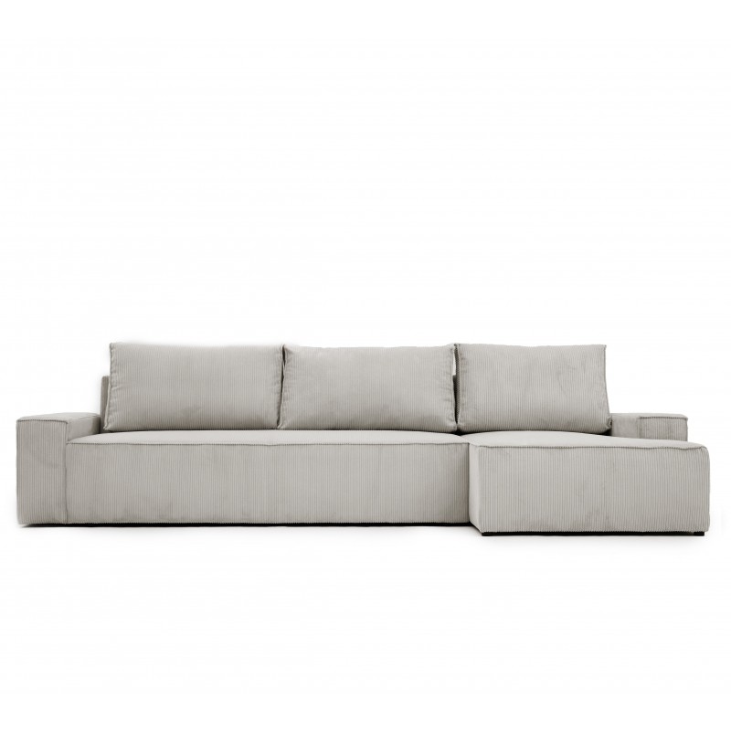 Narożnik Szary Nowoczesny, BORA XL, Sztruksowy, z Funkcją Spania, Rozkładany, Poszerzany Szezlong, Szary