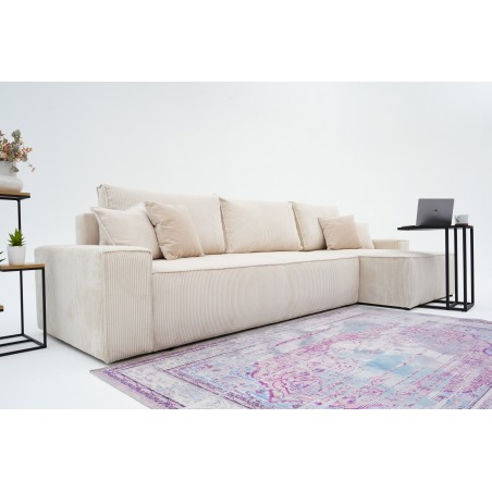 Narożnik do Salonu BORA XL Sztruksowy, z Funkcją Spania, Rozkładany, Poszerzany Szezlong, Ciemnoszary