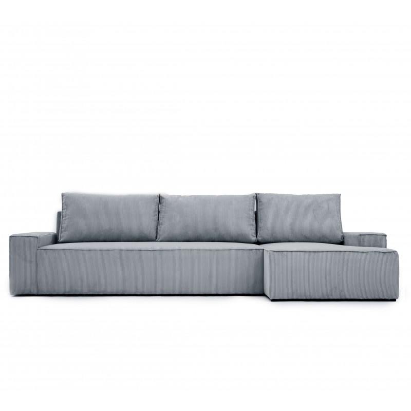 Narożnik do Salonu BORA XL Sztruksowy, z Funkcją Spania, Rozkładany, Poszerzany Szezlong, Ciemnoszary