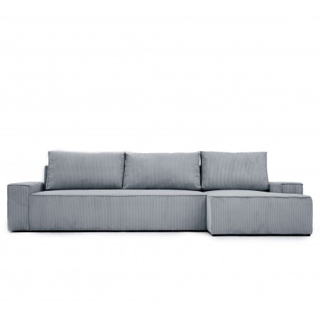 Narożnik do Salonu BORA XL Sztruksowy, z Funkcją Spania, Rozkładany, Poszerzany Szezlong, Ciemnoszary