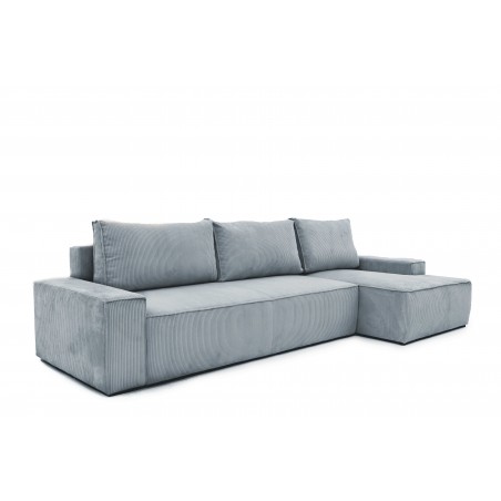 Narożnik do Salonu BORA XL Sztruksowy, z Funkcją Spania, Rozkładany, Poszerzany Szezlong, Ciemnoszary