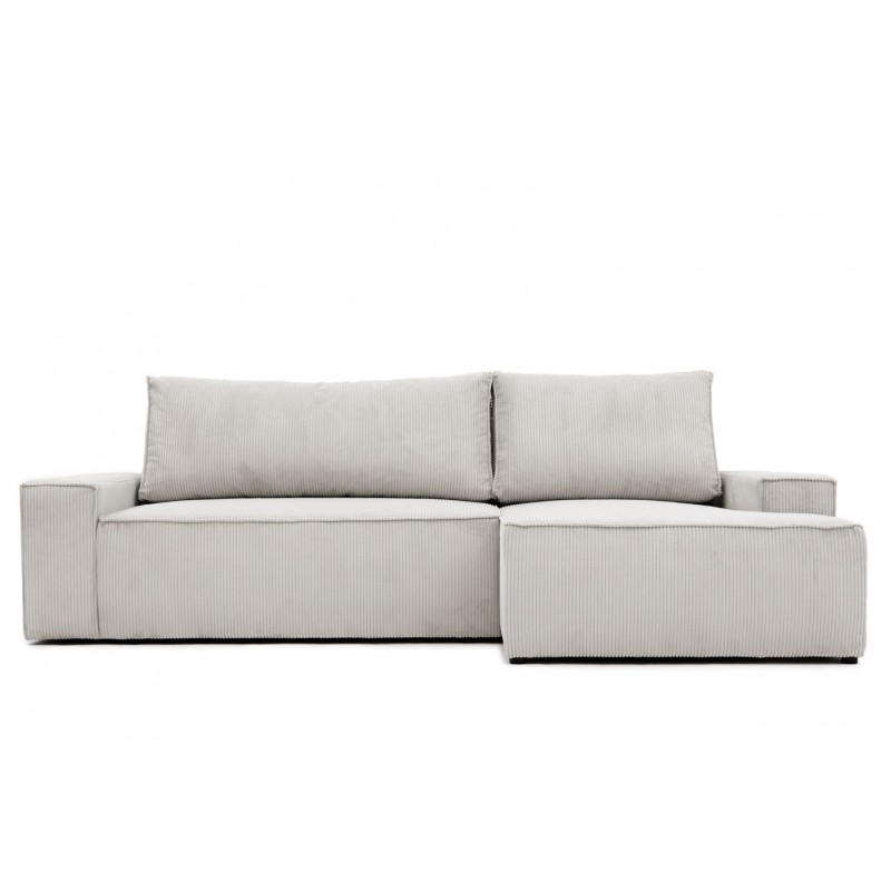 Narożnik Rozkładany BORA L, Sztruksowy, 3-osobowy z Funkcją Spania, Poszerzany Szezlong, Rozkładany, Szary