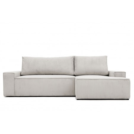 Narożnik Rozkładany BORA L, Sztruksowy, 3-osobowy z Funkcją Spania, Poszerzany Szezlong, Rozkładany, Szary