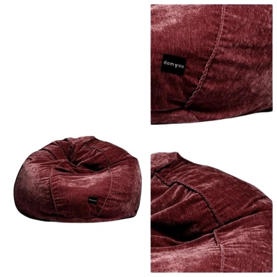 Pufa Worek Bordowa Duża Do Sypialni SACO