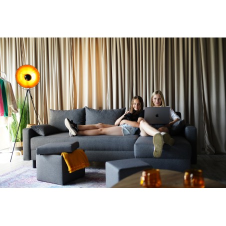 Narożnik Rozkładany MOLLY 3-osobowy z Funkcją Spania Brązowy