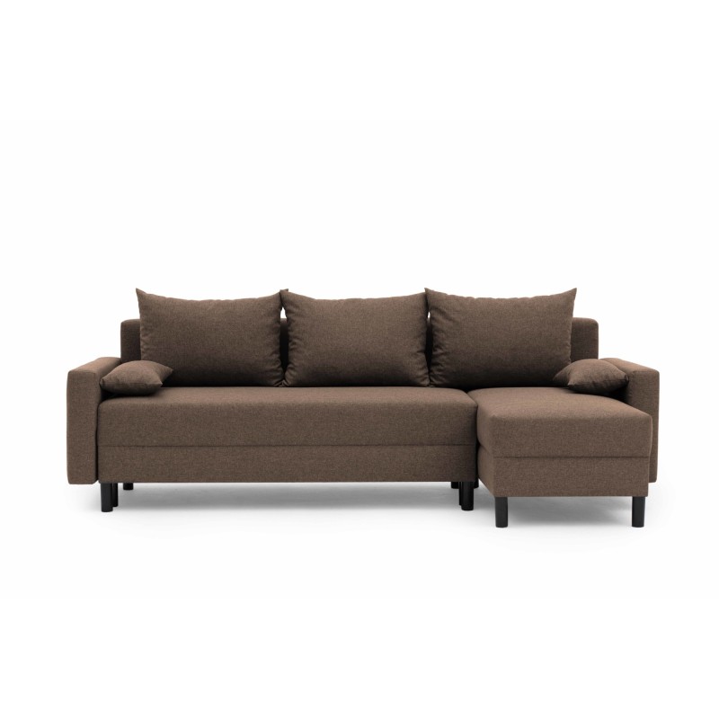 Narożnik Rozkładany MOLLY 3-osobowy z Funkcją Spania Brązowy