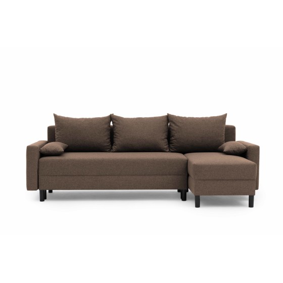 Narożnik Rozkładany MOLLY 3-osobowy z Funkcją Spania Brązowy