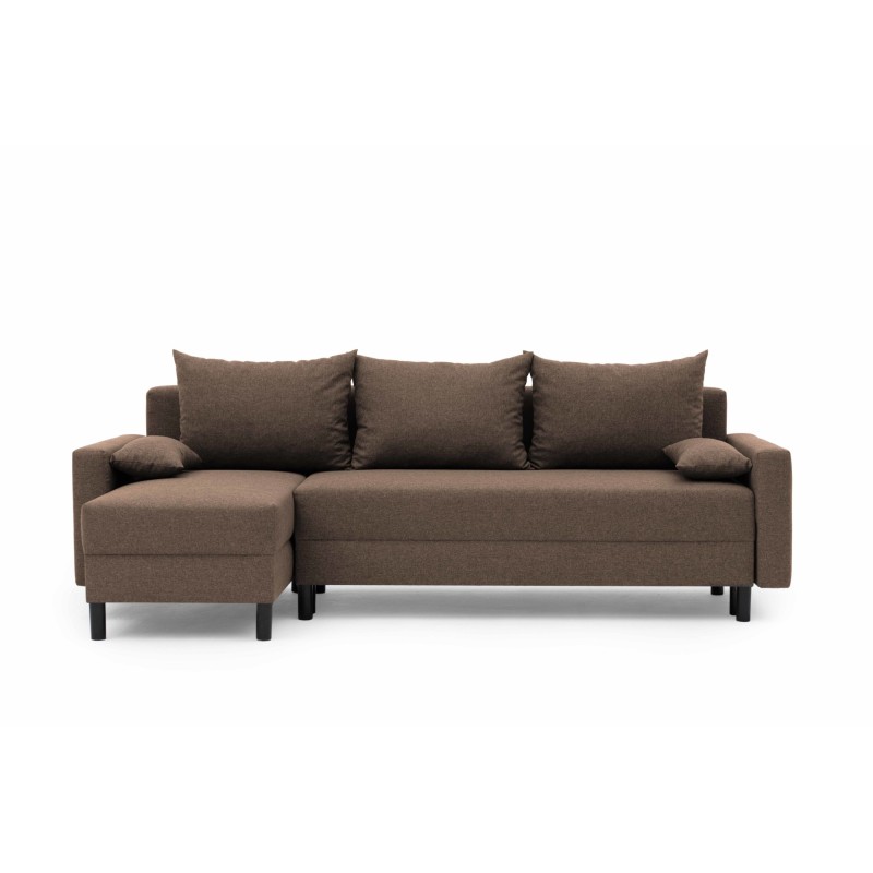 Narożnik Rozkładany MOLLY 3-osobowy z Funkcją Spania Brązowy