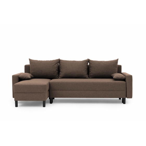 Narożnik Rozkładany MOLLY 3-osobowy z Funkcją Spania Brązowy