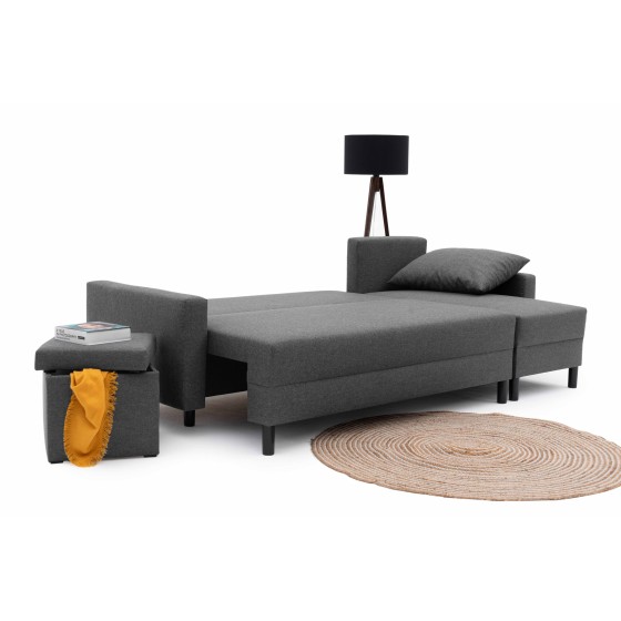 Narożnik Rozkładany MOLLY 3-osobowy z Funkcją Spania Szary