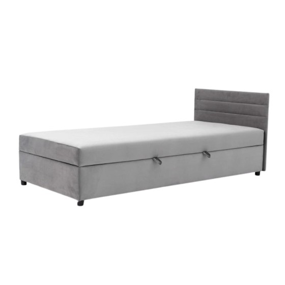 Tapczan FENIKS 120x200 z Pojemnikiem i Wezgłowiem Szary Welur