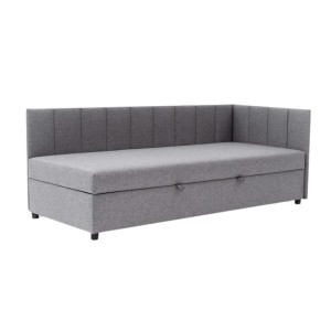 Tapczan Młodzieżowy FENIKS 90x200 z Pojemnikiem Bokiem i Oparciem Szary