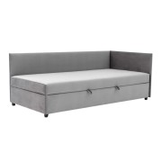 Tapczan FENIKS 120x200 z Pojemnikiem Bokiem i Oparciem Szary Welur