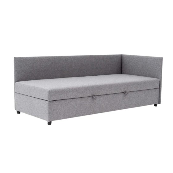 Tapczan FENIKS 120x200 z Pojemnikiem Bokiem i Oparciem Szary